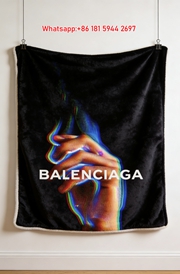 Balenciaga Glitch Hand Art Flannel Sofa Throw Blanket Luxury Brand Cover BA024